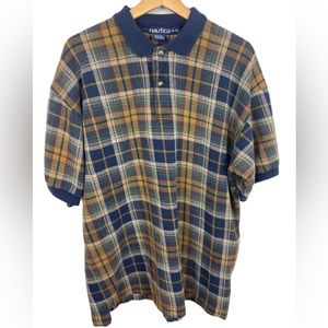 Vintage Nautica Men’s XL Late 90s/Y2K Signature Plaid Short Sleeve Polo